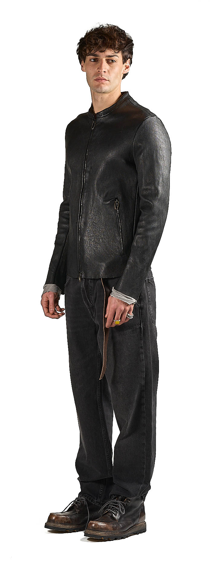 DANIELE BASTA LEATHER AND SILVER JACKET 